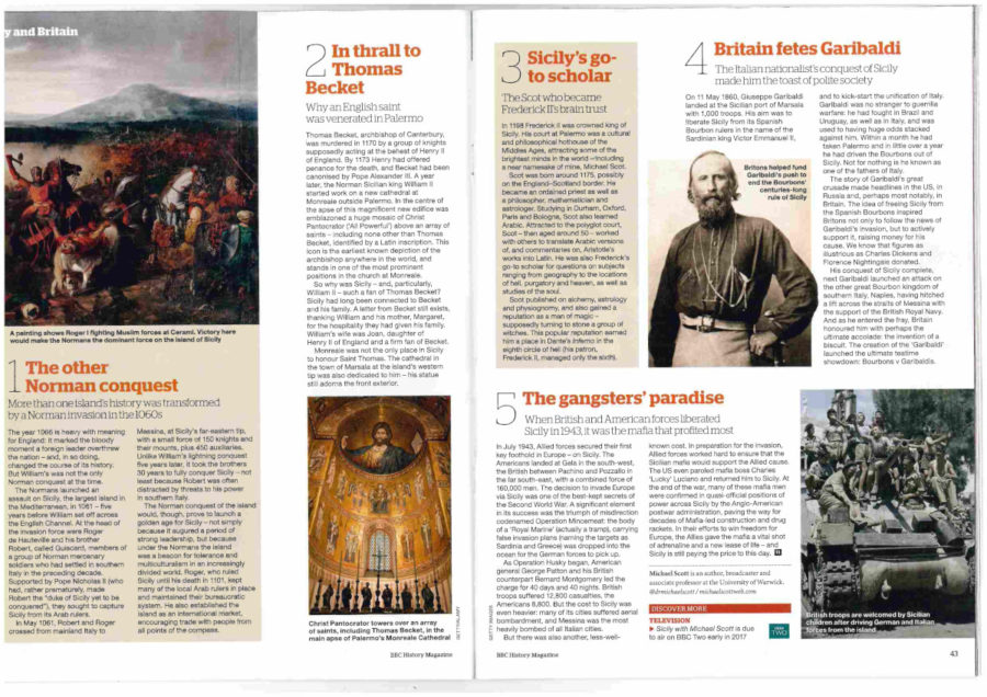 Sicily and Britain BBC History Magazine Michael Scott